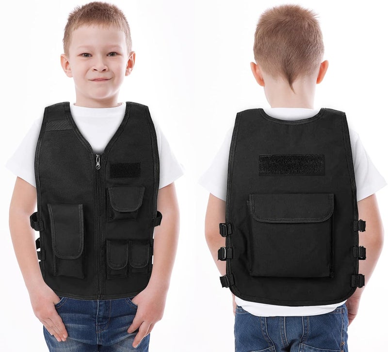 Green Bean Kids Outdoor Tactical Vest, Children's Combat Vest Adjustable Breathable Vest with Kids Half Finger Short Gloves - Image 5